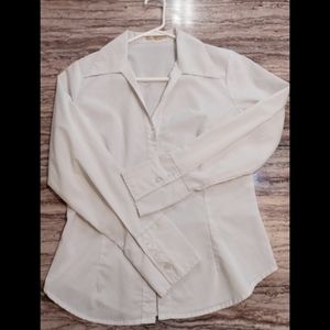 White Button front, long sleeve shirt